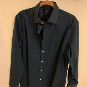 Brand new white leather J. Crew navy blue Oxford shirt